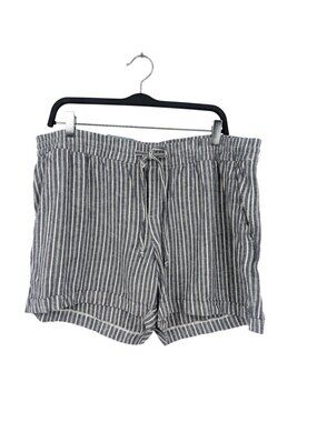 Old Navy Linen Blend Striped Pull On Shorts Drawstring Mid Rise Coastal X Large